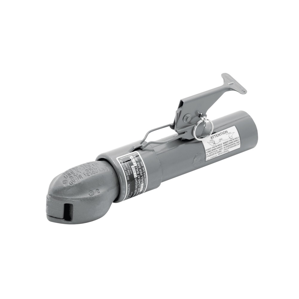 028461 BULLDOG Collar-Lok Straight Trailer Hitch Coupler 2-5/16 inch Diameter 12500 lbs. Capacity 1-3/4" I.D. Round Channel Bulldog Collar-Lok Trailer Coupler 2-5/16" Ball 12,500 lbs 2-1/4" Round Tongue w/ High Profile Latch