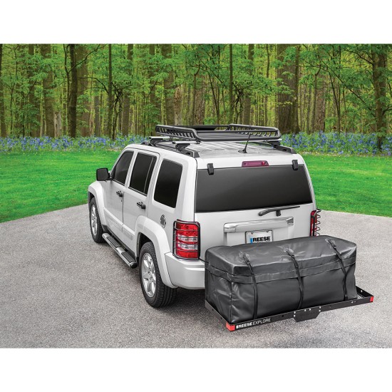 1041500 Reese Explore Trailer Hitch Mount Cargo Carrier Basket 60 inch x 20 inch 1-1/4 inch and 2 inch Receiver 500 lbs. Capacity Reese 20"x60" Cargo Carrier Basket Rack Fits 2" (500 lb) and 1-1/4" (350 lb) Trailer Tow Hitch Receiver Storage Luggage Tray Box Shelf