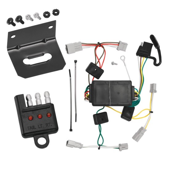 Trailer Wiring and Bracket and Light Tester For 09-14 Acura TSX 08-12 Honda Accord 06-15 Civic 07-13 Fit 04-13 Mazda 3 07-12 Mitsubishi Galant 4-Flat Harness Plug Play