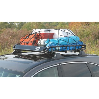 1391300 Reese Explore Rooftop Cargo Basket 44 inch x 35 inch 125 lbs. Capacity Reese Roof Top Steel Cargo Basket Luggage Carrier Rack 44" x 35" x 4-1/4" Wind Fairing Air Deflector Car SUV Truck Vehicle 3-Piece
