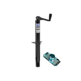 1400600303 500244 Pro Series Pro Series Round 5000 lbs. A-Frame Trailer Jack Topwind 15" Lift 2-3/32" Tall Removable Footplate Pro Series Round 5,000 lbs. A-Frame Trailer Jack Topwind 15" Lift w/ 2-3/32" Tall Removable Footplate