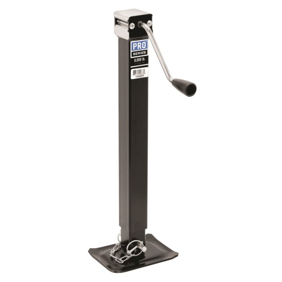 Pro Series 8,000 lbs Square Trailer Jack Drop Leg w/ Footplate Sidewind - 15" Lift