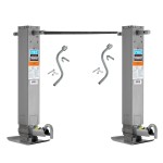 Pro Series Tandem 12,000 lbs. Square Trailer Jack 26" Lift Drop Leg Spring Return Pin on Side w/ Crank & Cross Shaft Tube Pro Series Tandem 12,000 lbs. Square Trailer Jack 26" Lift Drop Leg Spring Return Pin on Side w/ Crank & Cross Shaft Tube
