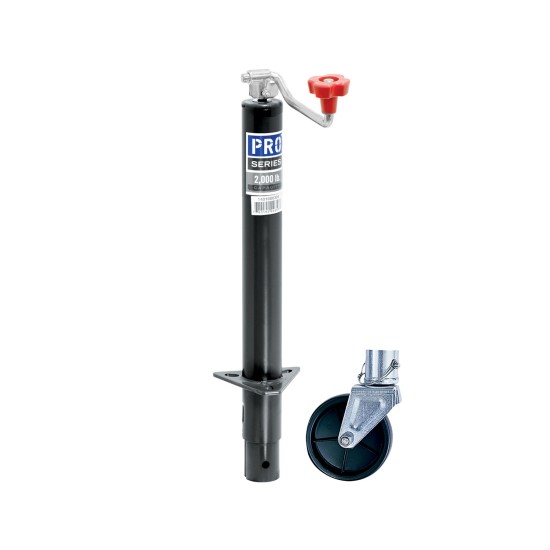 1401000303 500245 Pro Series Pro Series Round 2000 lbs. A-Frame Trailer Jack Topwind 15" Lift 6" Zinc Caster Wheel Pro Series Round 2,000 lbs. A-Frame Trailer Jack Topwind 15" Lift w/ 6" Zinc Caster Wheel