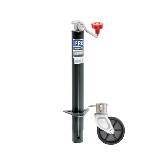 1401000303 1400750340 Pro Series Pro Series Round 2000 lbs. A-Frame Trailer Jack Topwind 15" Lift 6" Plastic Caster Wheel Pro Series Round 2,000 lbs. A-Frame Trailer Jack Topwind 15" Lift w/ 6" Plastic Caster Wheel