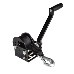 Fulton Trailer Winch 900 lbs Capacity 15 ft Strap Glossy Black Zinc 5 Year Warranty - 142026 Boat Winch