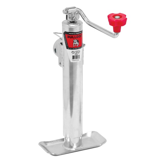 Bulldog 2,000 lbs. Round Pipe Mount Swivel Trailer Jack Topwind 10" Lift w/ Pull Pin Zinc