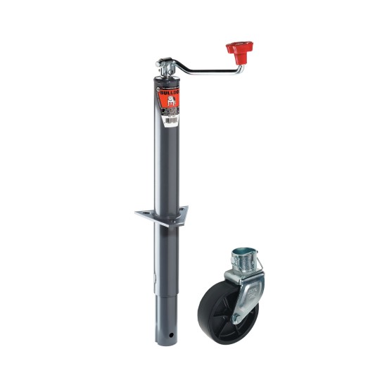 155022 CE555 0301 Bulldog Bulldog 2000 lbs. Round A-Frame Trailer Jack Topwind 15" Lift 6" Caster Wheel Bulldog 2,000 lbs. Round A-Frame Trailer Jack Topwind 15" Lift w/ 6" Caster Wheel
