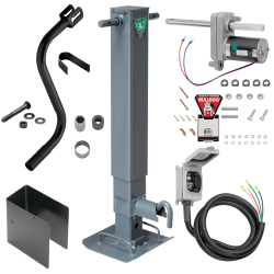 Bulldog Single Speed 12K Trailer Jack Non Spring Return Drop Leg Front Plunger Pin, Bulldog Electric Motor Powered-Drive Kit, Manual Override Crank