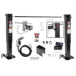 Bulldog 2x 12K Jacks Dual Landing Gear & Electric Motor Kit w/ Cross Shaft Pipe Combo Drop Leg w/ Spring Return Powered Drive- 26" Lift  Bulldog 2x 12K Jacks Dual Landing Gear & Electric Motor Kit w/ Cross Shaft Pipe Combo Drop Leg w/ Spring Return Powered Drive- 26" Lift