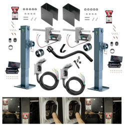 Bulldog 24K Electric Leveling Dual Motor Landing Gear Set Dual Single Speed Trailer Jacks Fixed Leg Tubular Swivel Mount w/ 2 Manual Override Cranks, Mating Female Tube Mount, Tandem Twin Bulldog Electric Powered-Drive Motors Bulldog 24K Electric Leveling Dual Motor Landing Gear Set Dual Single Speed Trailer Jacks Fixed Leg Tubular Swivel Mount w/ 2 Manual Override Cranks, Mating Female Tube Mount, Tandem Twin Bulldog Electric Powered-Drive Motors
