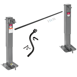 Bulldog 24K 2 Speed Landing Gear Set Two Speed Trailer Jack Planetary Gearbox and Companion Jack Non Spring Return Drop Leg Curbside and Roadside Plunger Pins, Cross Shaft Tube w/ Slotted Ends and Hardware, Manual Override Crank