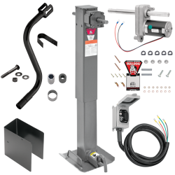 Bulldog 2 Speed 12K Trailer Jack Planetary Gearbox Non Spring Return Drop Leg Curbside Plunger Pin w/o Crank, Bulldog Electric Motor Powered-Drive Kit, Manual Override Crank