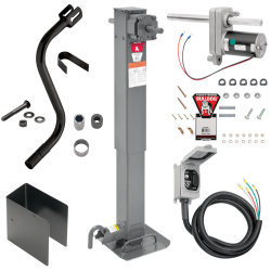 Bulldog 2 Speed 12K Trailer Jack Planetary Gearbox Non Spring Return Drop Leg Front Plunger Pin w/o Crank, Bulldog Electric Motor Powered-Drive Kit, Manual Override Crank