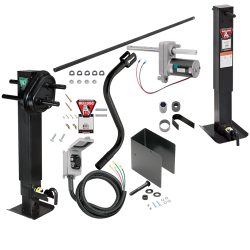 Bulldog 24K 2 Speed Electric Landing Gear Set Two Speed Trailer Jack Traditional Gearbox and Companion Jack Spring Return Drop Leg Curbside Plunger Pin, Bulldog Electric Motor Powered-Drive Kit, Cross Shaft Tube w/ Slotted Ends and Hardware, Manual Overri Bulldog 24K 2 Speed Electric Landing Gear Set Two Speed Trailer Jack Traditional Gearbox and Companion Jack Spring Return Drop Leg Curbside Plunger Pin, Bulldog Electric Motor Powered-Drive Kit, Cross Shaft Tube w/ Slotted Ends and Hardware, Manual Overri