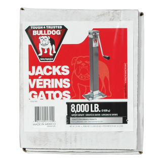 Bulldog 8K Square Drop Leg Trailer Jack Sidewind Bulldog 8K Square Drop Leg Trailer Jack, Sidewind, 15 inch Lift with Footplate