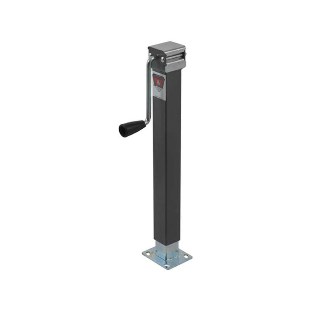 195368 BULLDOG Square Trailer Jack No Mount 5000 lbs. Support Capacity Side Wind Weld-On 15 inch Travel Bulldog 5,000 lbs. Square Trailer Jack Sidewind 15" Lift Fixed Leg w/ Caster Base
