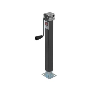 195368 BULLDOG Square Trailer Jack No Mount 5000 lbs. Support Capacity Side Wind Weld-On 15 inch Travel Bulldog 5,000 lbs. Square Trailer Jack Sidewind 15" Lift Fixed Leg w/ Caster Base