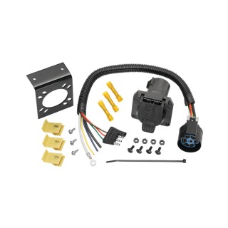 20125 Tow Ready Trailer Wiring Adapter 4-Way Flat to 7-Way U.S. Car Connector 4-Flat Wiring Harness Tow Plug Kit to 7-Way RV Round Tow Plug Harness Flat Pin U.S. Car Connector Adapter