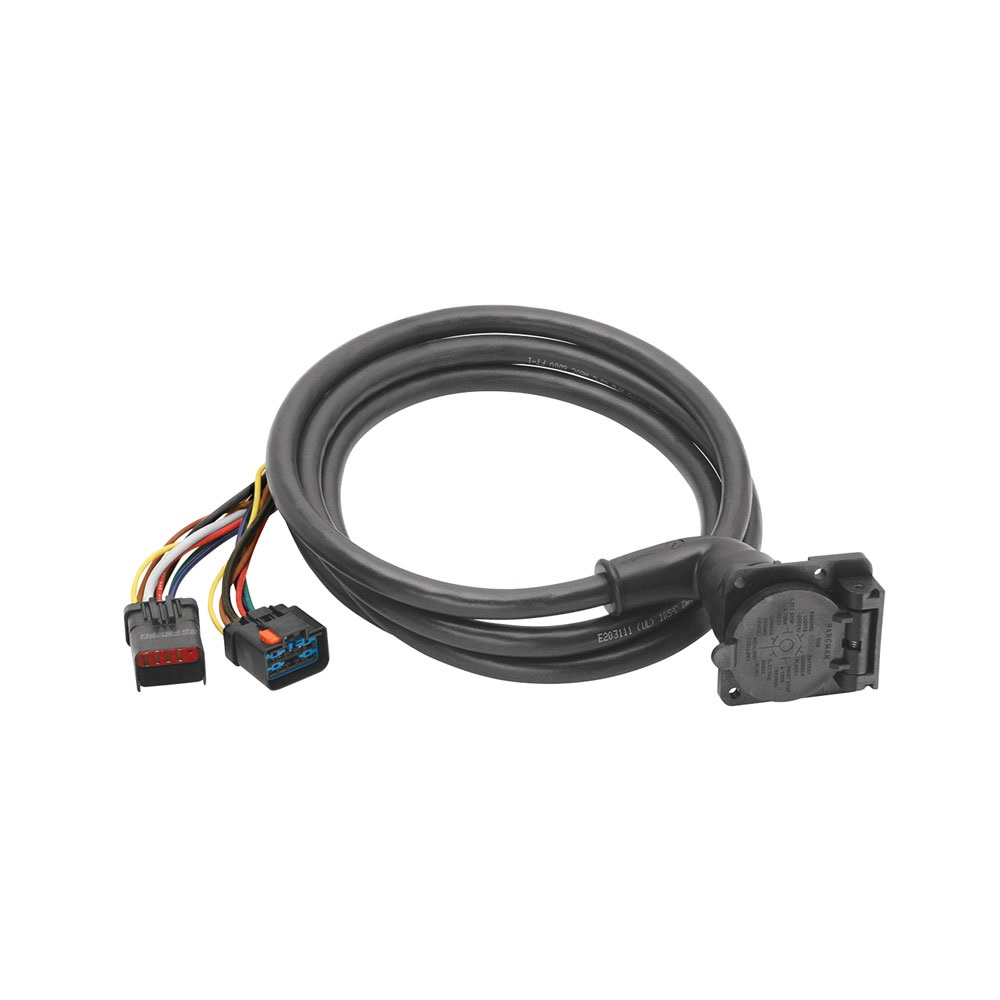 50711 90 Degree Fifth Wheel Adapter Harness 7-Way RV Round Tow Plug Harness Flat Pin Connector Assembly 9 ft. Dodge 90 Degree Fifth Wheel Adapter Harness, 7-Way RV Round Tow Plug Harness Flat Pin Connector Assembly 9 ft., Dodge