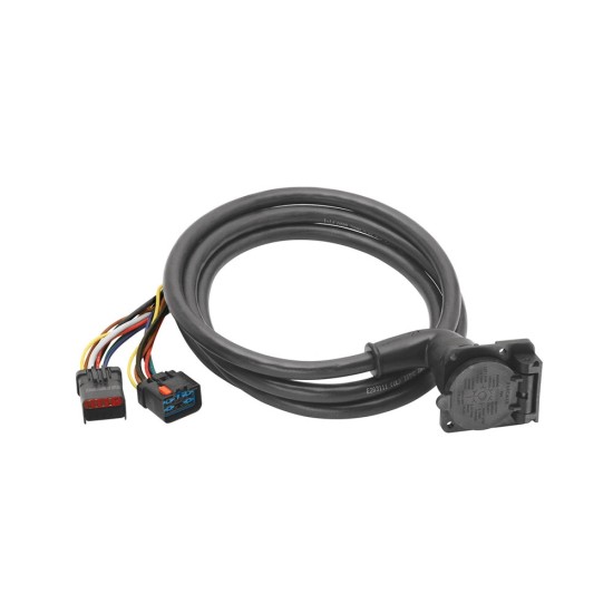 50711 90 Degree Fifth Wheel Adapter Harness 7-Way RV Round Tow Plug Harness Flat Pin Connector Assembly 9 ft. Dodge 90 Degree Fifth Wheel Adapter Harness, 7-Way RV Round Tow Plug Harness Flat Pin Connector Assembly 9 ft., Dodge