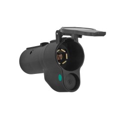 7-Way RV Round Tow Plug Harness Flat Pin to 7-Flat Pin Adapter w/LED Lamp Out By-Pass for European Vehicles 7-Way RV Round Tow Plug Harness Flat Pin to 7-Flat Pin Adapter w/LED Lamp Out By-Pass for European Vehicles