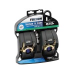 2060366 Fulton Retractable Transom Boat Tiedown Zinc (2 pack) 2-Pack Fulton Transom Retractable Ratchet Tie Down Straps 2 Inch x 43 Inch Zinc 833 lbs Load 2,500 lbs Break Strength Trailer Boat