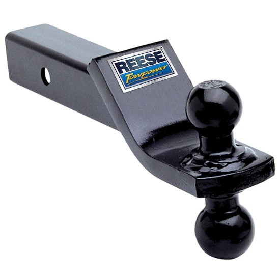 21511 Reese Towpower Dual-Ball Trailer Hitch Ball Mount 6000 lbs. Capacity Fits 2 inch Receiver Black Reese Dual Ball Trailer Hitch Ball Mount Fits 2" Tow Receiver 1-7/8" Ball has 2" Drop has 3/4" Rise 10" Long