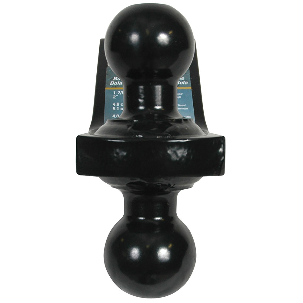 21511 Reese Towpower Dual-Ball Trailer Hitch Ball Mount 6000 lbs. Capacity Fits 2 inch Receiver Black Reese Dual Ball Trailer Hitch Ball Mount Fits 2" Tow Receiver 1-7/8" Ball has 2" Drop has 3/4" Rise 10" Long