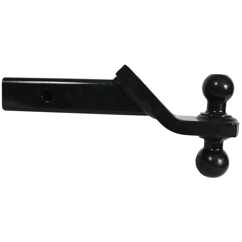 21511 Reese Towpower Dual-Ball Trailer Hitch Ball Mount 6000 lbs. Capacity Fits 2 inch Receiver Black Reese Dual Ball Trailer Hitch Ball Mount Fits 2" Tow Receiver 1-7/8" Ball has 2" Drop has 3/4" Rise 10" Long