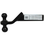 21511 Reese Towpower Dual-Ball Trailer Hitch Ball Mount 6000 lbs. Capacity Fits 2 inch Receiver Black Reese Dual Ball Trailer Hitch Ball Mount Fits 2" Tow Receiver 1-7/8" Ball has 2" Drop has 3/4" Rise 10" Long