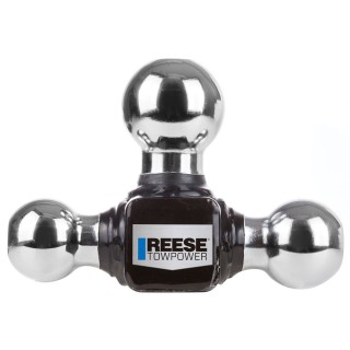 21514 Reese Towpower Tri-Ball Trailer Hitch Ball Mount 10000 lbs. Capacity Fits 2 inch Receiver Black Reese Triple Ball Trailer Hitch Ball Mount Fits 2" Tow Receiver 1-7/8" 2" and 2-5/16" Balls Chrome