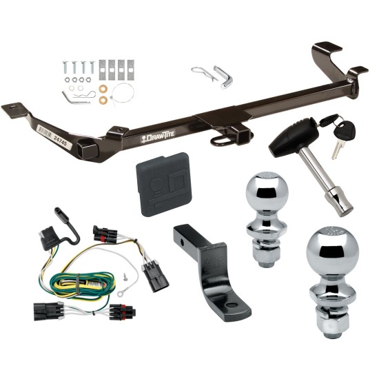 Custom Fit Trailer Hitch Draw-Bar w/ Pin/Clip Wiring Harness (Plug & Play) 1-7/8" and 2" Chrome Ball Security Lock Pin Rubber Hitch Plug Cover Installation Hardware Installation Instructions 247450 118407 63820 63810 580407 2211 Draw-Tite T Trailer Tow Hitch For 05-10 Chevy Cobalt Except SS 07-09 Pontiac G5 Except GT 05-06 Pursuit 2 Dr Deluxe Package Wiring 2" and 1-7/8" Ball and Lock