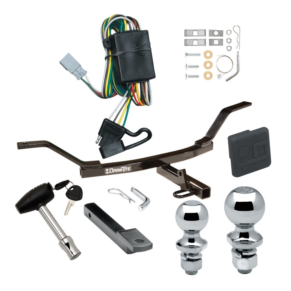 Custom Fit Trailer Hitch Draw-Bar w/ Pin/Clip Wiring Harness (Plug & Play) 1-7/8" and 2" Chrome Ball Security Lock Pin Rubber Hitch Plug Cover Installation Hardware Installation Instructions 247900 118336 63820 63810 580407 2211 Draw-Tite T Trailer Tow Hitch For 97-01 Honda CR-V Deluxe Package Wiring 2" and 1-7/8" Ball and Lock