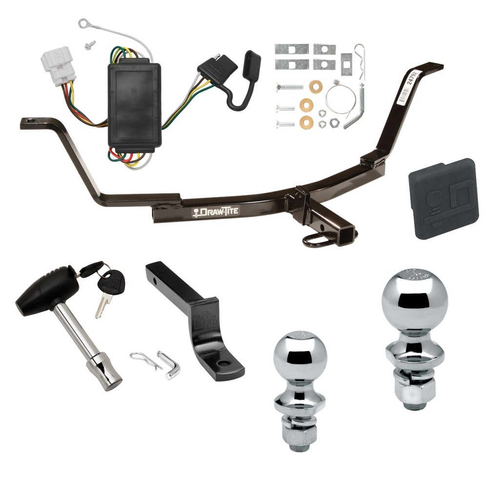 Custom Fit Trailer Hitch Draw-Bar w/ Pin/Clip Wiring Harness (Plug & Play) 1-7/8" and 2" Chrome Ball Security Lock Pin Rubber Hitch Plug Cover Installation Hardware Installation Instructions 247920 118427 63820 63810 580407 2211 Draw-Tite T Trailer Tow Hitch For 07-11 Honda CR-V Deluxe Package Wiring 2" and 1-7/8" Ball and Lock