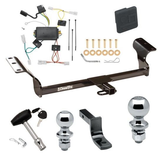 Custom Fit Trailer Hitch Draw-Bar w/ Pin/Clip Wiring Harness (Plug & Play) 1-7/8" and 2" Chrome Ball Security Lock Pin Rubber Hitch Plug Cover Installation Hardware Installation Instructions 248120 118458 63820 63810 580407 2211 Draw-Tite T Trailer Tow Hitch For 03-08 Pontiac Vibe Deluxe Package Wiring 2" and 1-7/8" Ball and Lock