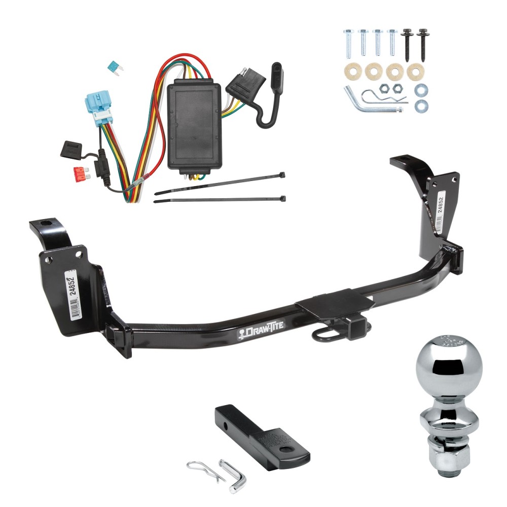 Trailer Tow Hitch For 10-12 Honda Accord Crosstour Complete Package w/ Wiring Draw Bar and 2" Ball