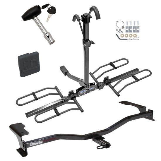 Trailer Tow Hitch For 10-12 Ford Fusion Lincoln MKZ Mercury Milan Platform Style 2 Bike Rack w/ Hitch Lock and Cover