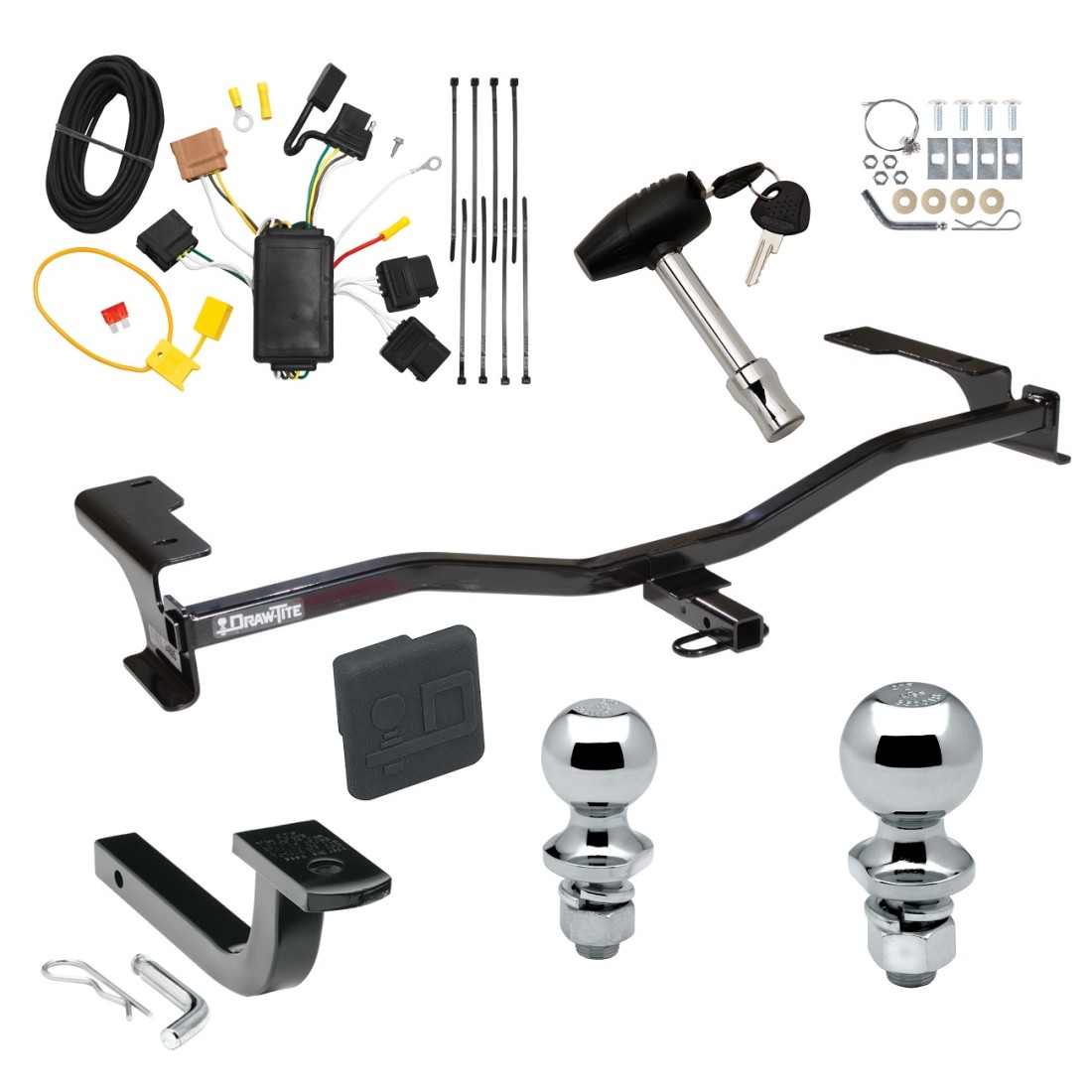 Trailer Tow Hitch For 1012 Ford Fusion Deluxe Package Wiring 2" and 17/8" Ball and Lock