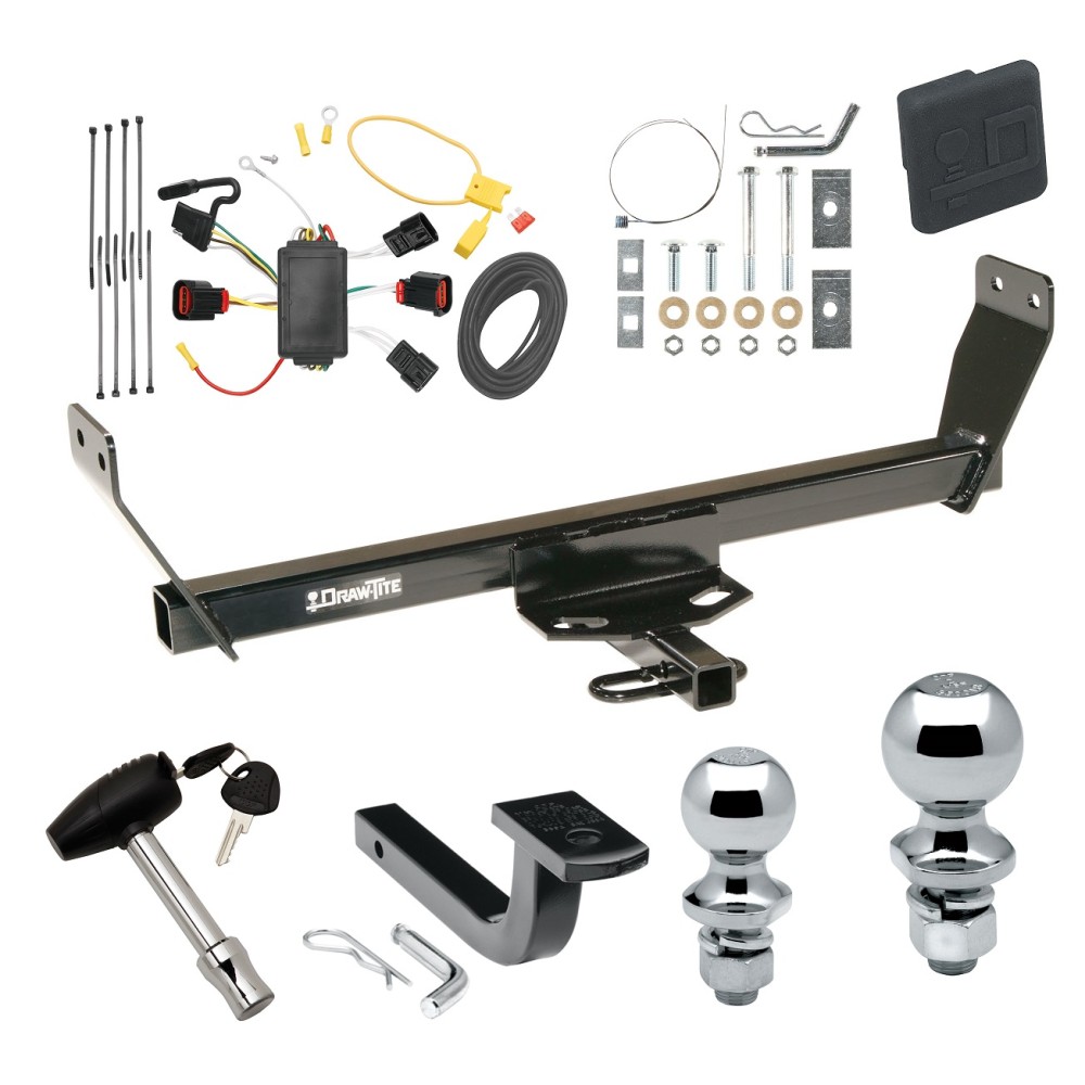 Custom Fit Trailer Hitch Draw-Bar w/ Pin/Clip Wiring Harness (Plug & Play) 1-7/8" and 2" Chrome Ball Security Lock Pin Rubber Hitch Plug Cover Installation Hardware Installation Instructions 248710 118445 63820 63810 580407 2211 Draw-Tite T Trailer Tow Hitch For 08-10 Dodge Avenger Deluxe Package Wiring 2" and 1-7/8" Ball and Lock