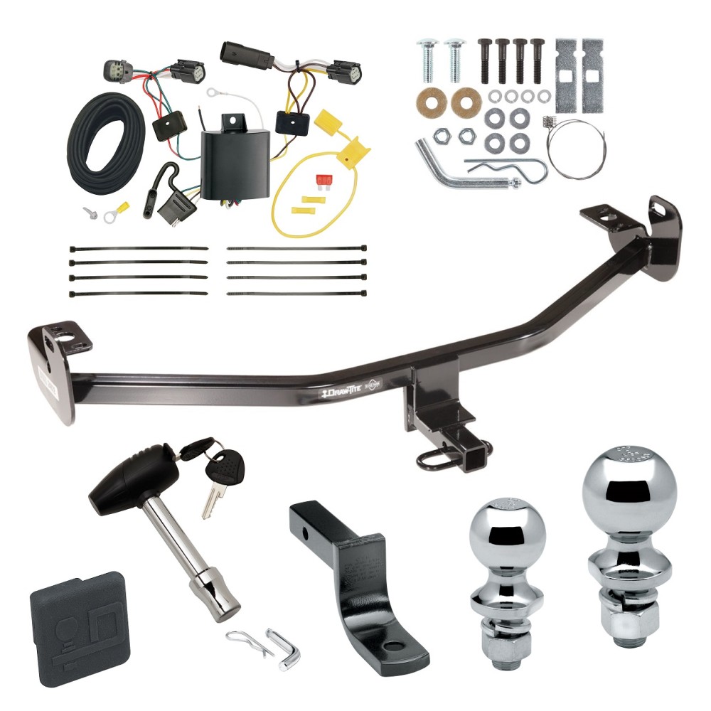 Custom Fit Trailer Hitch Draw-Bar w/ Pin/Clip Wiring Harness (Plug & Play) 1-7/8" and 2" Chrome Ball Security Lock Pin Rubber Hitch Plug Cover Installation Hardware Installation Instructions 248720 118674 63820 63810 580407 2211 Draw-Tite T Trailer Tow Hitch For 15-18 Ford Focus Hatchback Except ST w/Center Exhaust and RS Deluxe Package Wiring 2" and 1-7/8" Ball and Lock