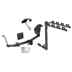 Trailer Tow Hitch w/ 4 Bike Rack For 12-21 Nissan Versa 4 Dr. Sedan tilt away adult or child arms fold down carrier w/ Lock and Cover