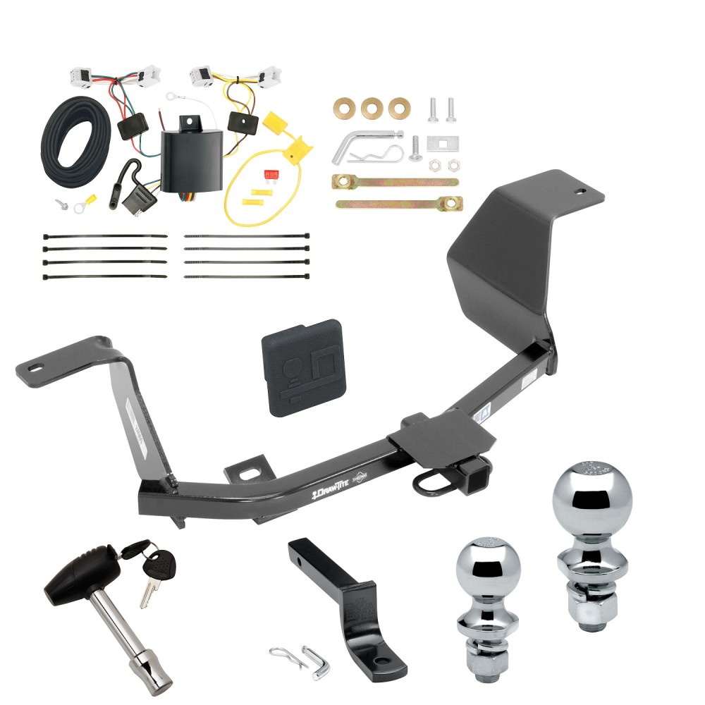 Custom Fit Trailer Hitch Draw-Bar w/ Pin/Clip Wiring Harness (Plug & Play)1-7/8" and 2" Chrome Ball Security Lock Pin Rubber Hitch Plug Cover Installation Hardware Installation Instructions 249090 118582 63820 63810 580407 2211 Draw-Tite Tr Trailer Tow Hitch For 14-19 Nissan Versa Note Deluxe Package Wiring 2" and 1-7/8" Ball and Lock