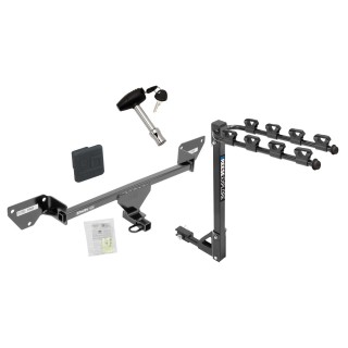 Trailer Tow Hitch w/ 4 Bike Rack For 16-19 Chevy Cruze tilt away adult or child arms fold down carrier w/ Lock and Cover