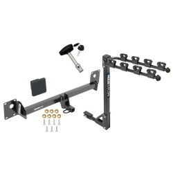 Trailer Tow Hitch w/ 4 Bike Rack For 15-20 Volkswagen SportWagen 17-20 Alltrack tilt away adult or child arms fold down carrier w/ Lock and Cover