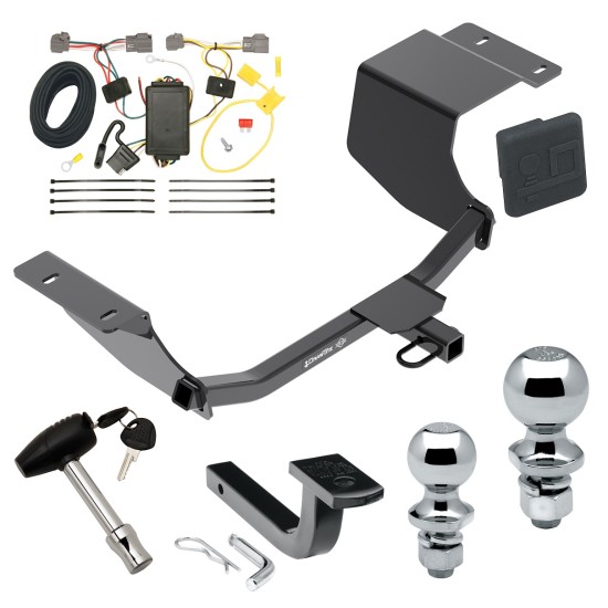 Trailer Tow Hitch For 11-13 Ford Fiesta 5 Dr. Hatchback Deluxe Package Wiring 2" and 1-7/8" Ball and Lock
