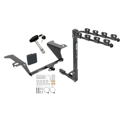 Trailer Tow Hitch w/ 4 Bike Rack For 11-19 Hyundai Sonata 11-20 KIA Optima tilt away adult or child arms fold down carrier w/ Lock and Cover