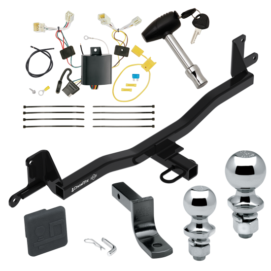 Custom Fit Trailer Hitch Draw-Bar w/ Pin/Clip Wiring Harness (Plug & Play)1-7/8" and 2" Chrome Ball Security Lock Pin Rubber Hitch Plug Cover Installation Hardware Installation Instructions 249710 118680 63820 63810 580407 2211 Draw-Tite Tr Trailer Tow Hitch For 12-20 Toyota Prius C Deluxe Package Wiring 2" and 1-7/8" Ball and Lock
