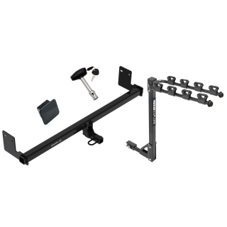 Trailer Tow Hitch w/ 4 Bike Rack For 18-23 Hyundai Kona tilt away adult or child arms fold down carrier w/ Lock and Cover