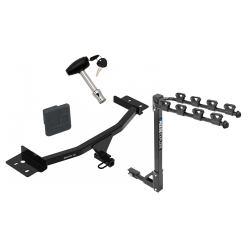 Trailer Tow Hitch w/ 4 Bike Rack For 19-21 Volkswagen Arteon tilt away adult or child arms fold down carrier w/ Lock and Cover